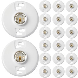 Saysurey 20 Pcs E26 Medium Base Ceiling Lamp Holder Keyless Light Sockets White Bulb Socket Incandescent Fluorescent CFL Lamp Holder 660w 250v (Phenolic Resin)