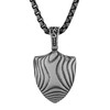 Men's Textured Shield Pendant – Stainless Steel with Cuban Chain,
