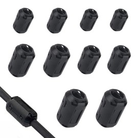 Ferrite Core, Set of 10, White Noise Removal, Patchin Core, Noise Reduction, Noise Absorption, Inner Diameter: 0.14, 0.2, 0.2, 0.3, 0.5, 0.5, 0.5, 0.5, 0.51, 0.5 inches (3.5 mm), 0.3 inch (7 mm), 0.5