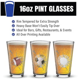 Sports Pint Glass, Smash Through Ball Shatter Effect Beer Glasses (1, Custom)