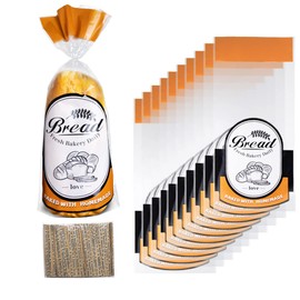 Lesibag - Plastic Bread Bags with Ties, 100 Pack Clear Loaf Bag for Homemade Bread - 9.8 * 18 * 3 inch (Orange)