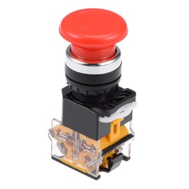uxcell 22mm Mounting Hole Latching Emergency Stop Push Button Switch Red 1NO 1NC LA38-11ZS