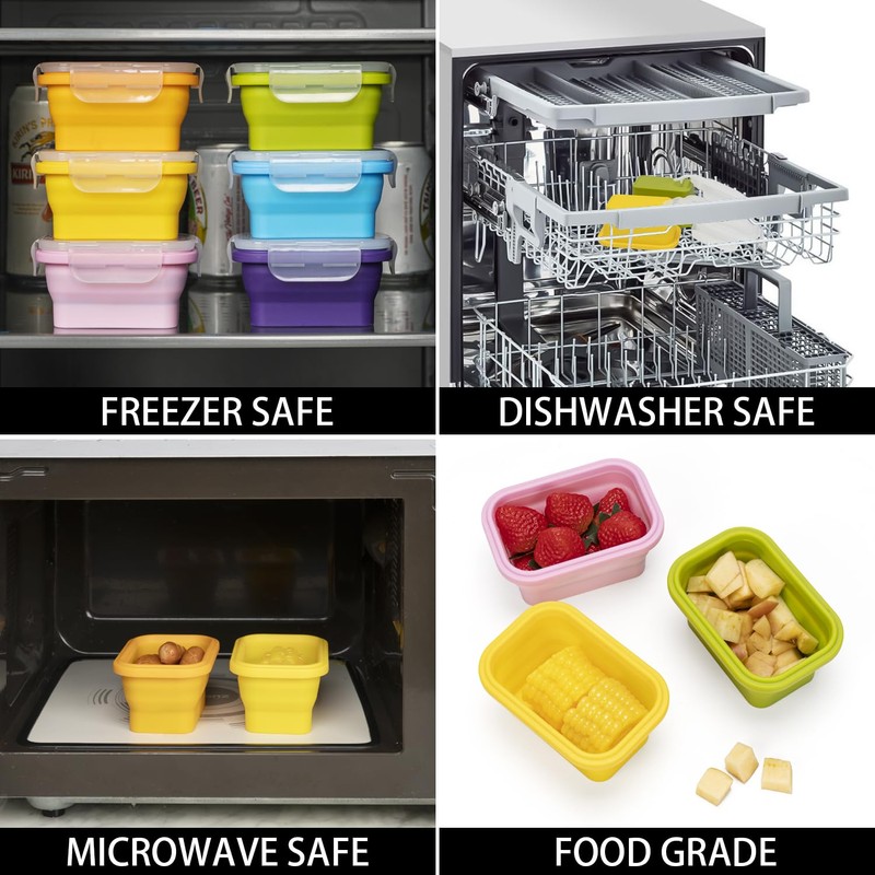 Annaklin Collapsible Food Storage Containers with Lids, Small Silicone Snack