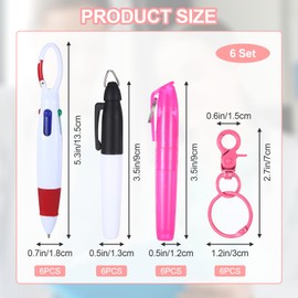 Nurse Pen Set, Badge Reel Pen Include 6 Pcs Highlighter Pen 6 Pcs Permanent Marker Pen 6 Pcs Retractable Ball Pen with 6 Pcs Nursing Pen Keychain Clip, Mini Highlighter Pen Combo for Badge Reel
