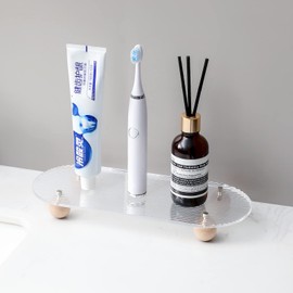 Bathroom Vanity Tray Acrylic Decorative Tray Oval Display Risers Dish Soap Holder for Bathroom, Kitchen Counter, Sink, Dresser, Clear