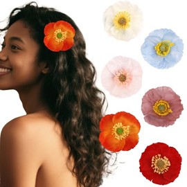 CIEHER 6 Pack Hawaiian Hair Clips Flower Plumeria Claw Clips for Women Girls Summer