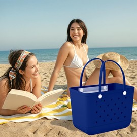 X-Large Rubber Beach Bag Tote Waterproof Tote Bag with Zipper Pocket Modern Travel Tote Bag Sports Beach