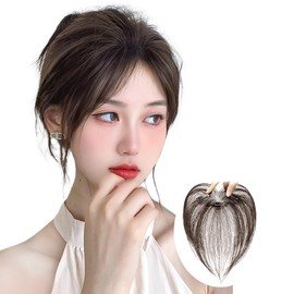 knnzk Frontal Wig, Human Hair, Hairpiece, Black, Fully Hand-Tied, Partial Wig, Hairline Concealer, 3D See-Through Bangs, See-Through, Korean, Discreet, Daily Use, Partial, Frontal Wig, Medical Use