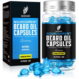 Aokur Beard Oil Capsules for Men – Natural Beard Softener & Conditioner with Botanical Seed Oils – Hydrating, Strengthening Single-Use Capsules – Travel-Friendly, Leakproof – 40 Count (Osmanthus)