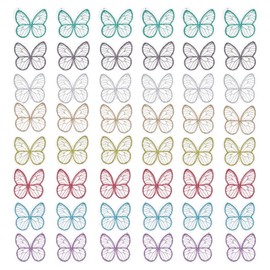 letsinstyle 48 PCS Butterfly Lace Patch, Sew on Lace Butterfly Applique Organza Embroidered Patches, Colorful Embellishments for DIY Clothing