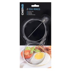 Chef Aid Traditional Egg Rings, Perfect tool for Frying or Poaching Eggs, Omelettes and Mini Pancakes, Pack of 2 Steel Rings