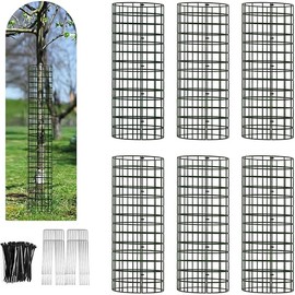 6/9/12 Pack Tree Trunk Protector, Metal Mesh Tree Bark Protector 5'' Dia x 16-1/2'' H with Zip Ties & Stakes, Expandable Tree Guards Trunk Protector from Deer, Trimmers (6 Packs)