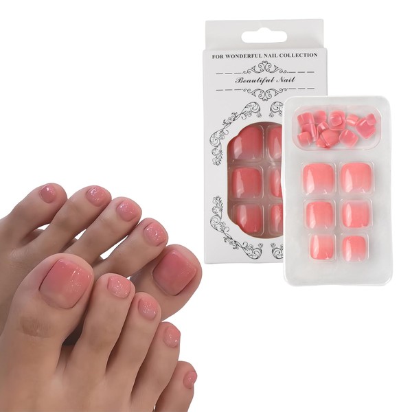 Pack of 24 French Square Toenails for Sticking Kit, 12