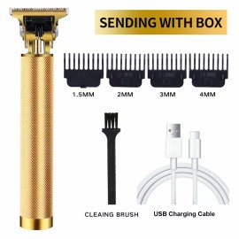 Unbranded Hair Clippers Men's Electric Trimmer Barber Clippers Professional Hair Trimmer - Gold-USB