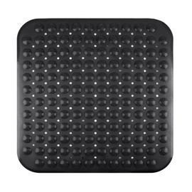 Shower Mat, 48 x 48 cm, Non-Slip Mat with Suction Cups, Machine Washable, Non-Slip PVC Bath Mat, Non-Slip Bath Mat, for Shower, Sauna, or Bathtub, Black