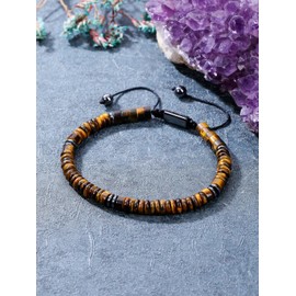 Jovivi Mens Crystal Bead Bracelet Tigers Eye Stone Anxiety Protection Healing Bracelets Adjustable Spiritual Gifts for Women Men Him Boyfriend Husband Birthday Christmas Father's Day