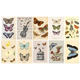 10pcs Vintage Botanical Postcards Set, Butterfly Postcards for Scrapbooking, Wall Display, Home or Classroom Decor,Art Decorate Cards