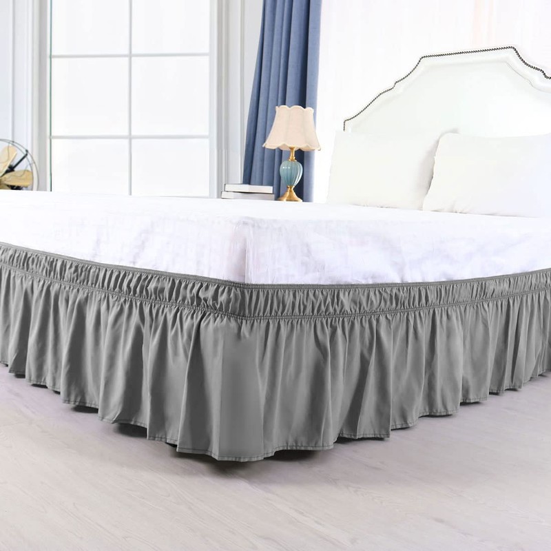 PiccoCasa Elasticated Bed Skirt Ruffled Bed Base Wrap Around Bed