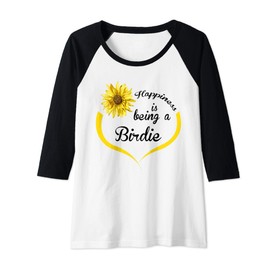 Womens Birdie Gift: Happiness Is Being A Birdie Raglan Baseball Tee