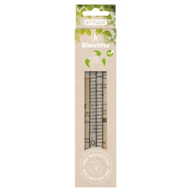Stylex Eco Collection 26025 Pencil from Old Newspapers, HB Hardness, Easy to Sharpen, with Six Pens in Cardboard Case