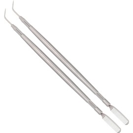 2 Piezas Peine de Cejas de Doble Punta Aguja para Pestañas Cepillo Separador de Pestañas, Peine Multiusos para Pestañas, Herramienta Ligera Plata