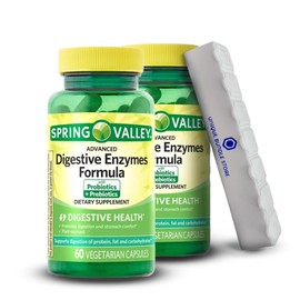 Spring Valley, Advanced Digestive Enzymes with Probiotics and Prebiotics, 60 Capsules + 7 Day Pill Organizer Included (Pack of 2)
