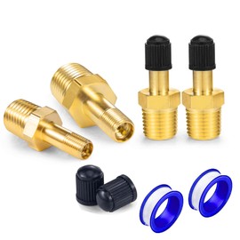 Breezliy 4PCS 1/4" NPT Tank Valve Anti-Corrosion Brass Schrader Valve with Standard Valve Core with 1/4'' NPT Male,Using with Air Compressor Tanks with Sealing Caps