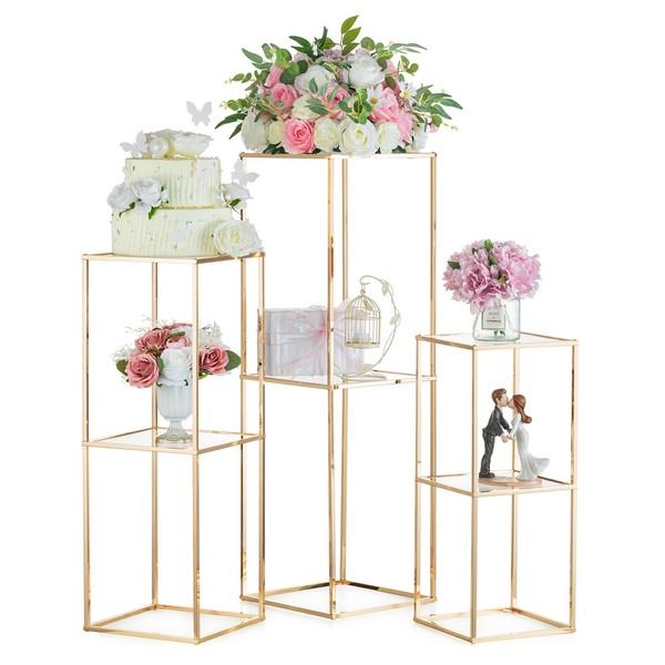 NUPTIO Gold Flower Stand for Centerpieces: 3 Pcs 23.6", 31.5"