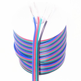 RGBSIGHT 40FT 18 Gauge RGB LED Strip Flexible Wire Extension Cord 18AWG 4pin 4 Color Stand Electrical Wire Conductor Cords for SMD 5050 3528 RGB LED Ribbon Lamp Tape Lighting