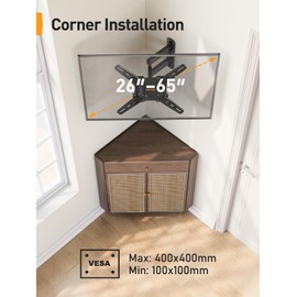 Perlegear Full Motion TV Mount for Most 26–65 inch Flat or Curved TVs up to 82 lbs, Wall Mount TV Bracket with Articulating Arms, Tool-Free Tilt, Swivel, Extension, Max VESA 400x400mm, PGMF3