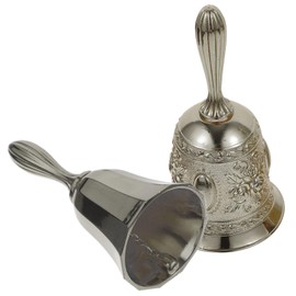 Operitacx 2 Stück Vintage Handglocken für Restaurant Bar Lautstarke Tischglocken aus Kupferlegierung Ergonomisches Design für Hochzeiten Schulklassen Veranstaltungen und