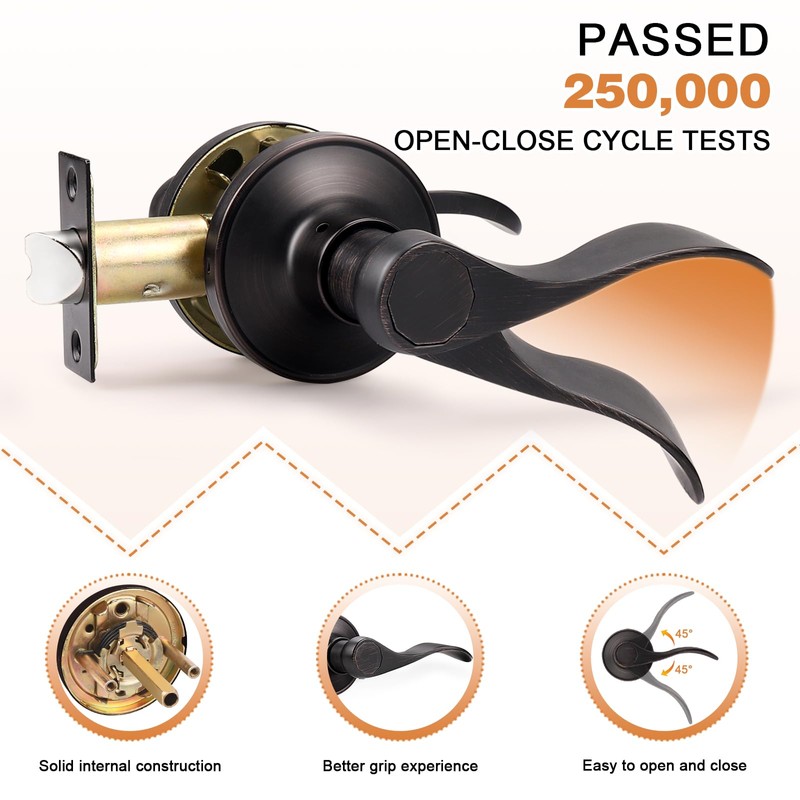 Probrico Wave Shape Passage Door Lever Oil Rubbed Bronze Keyless