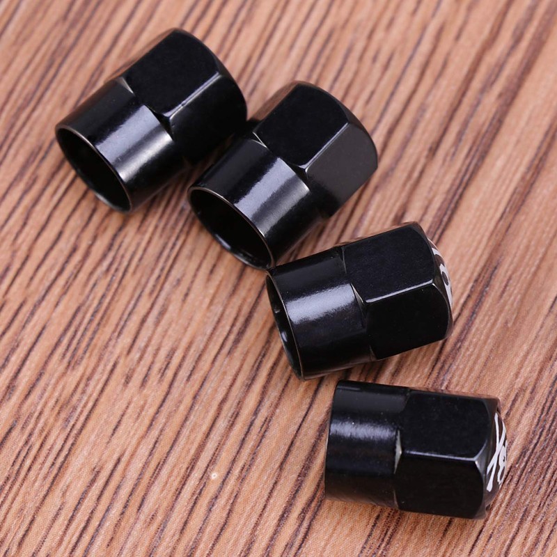 VICASKY Universal Fitment Valve Caps Skull Pattern 4pcs Black Car