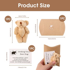 A Little Pocket Bear Hug, Pocket Hug Love Token Anti-Anxiety Tiny Teddy Sending You Thinking Of You Card Fun Worry Bear Cheer Up Get Well Soon Gifts for Friends Family Graduation Birthday, Light Brown