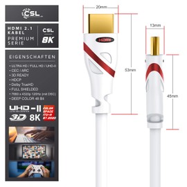 CSL- Ultra HD 4K HDMI Cable White/Red/Black V2