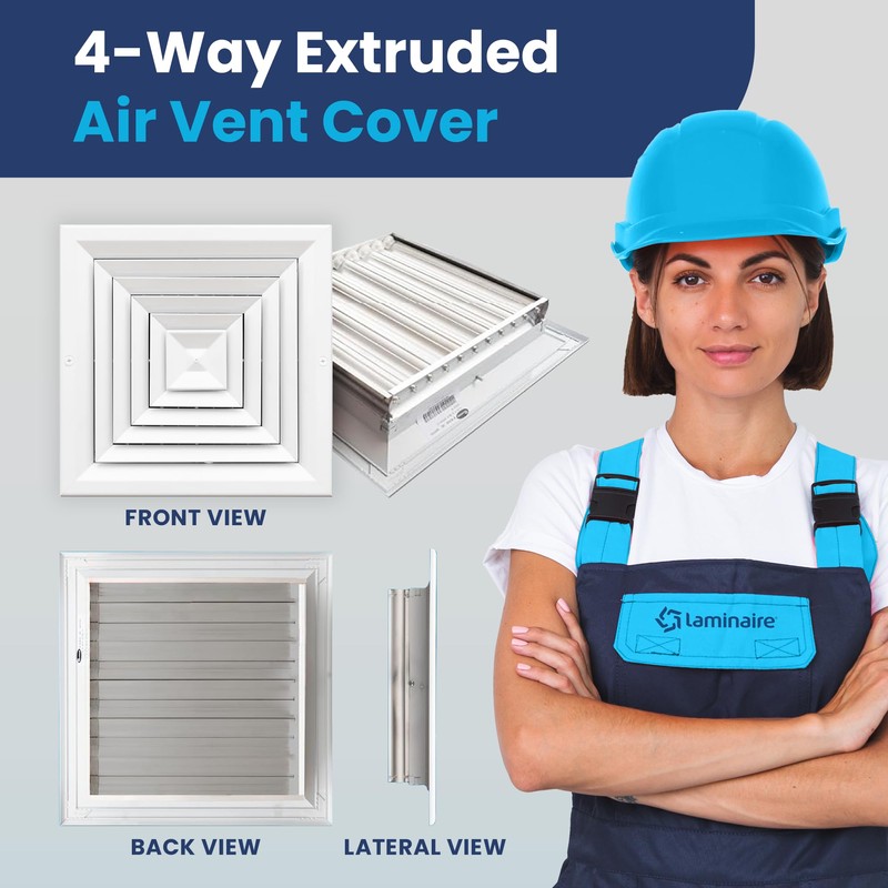 12x12 Inch (Duct Opening) Air Vent Cover - 4-Way Extruded