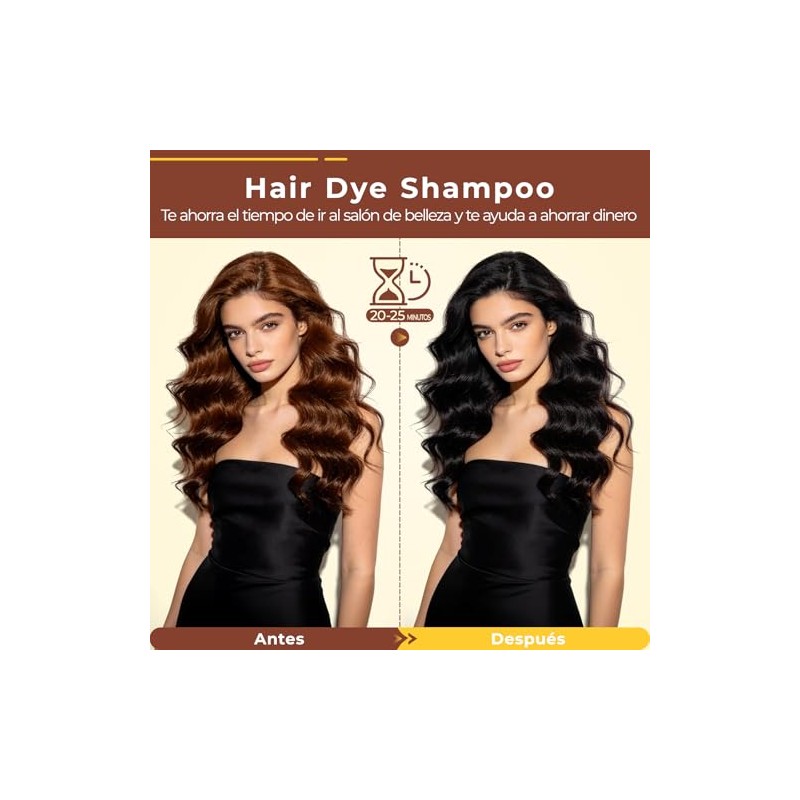 Hair Dye Shampoo Black Tinte Cubrir Canas Semi Permanent Color