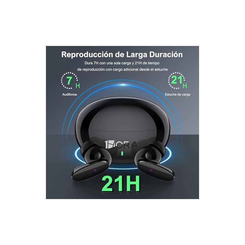 1 Hora Audífonos Inalámbricos Bluetooth 6.0 con Estuche de Carga