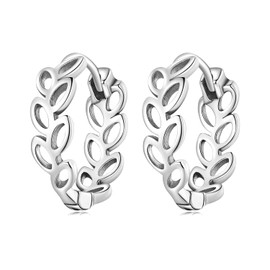 Leaf Huggie Hoop Earrings Small Hoop Earrings for Women 925 Sterling Silver Huggie Earrings Cute Earrings Hypoallergenic Huggie Hoop Earrings Jewelry Gifts for Women…
