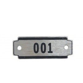 locker Tag / Number Plates, #1 thru #10, 2-3/8”x7/8” , Aluminum w/ Blk Numbers