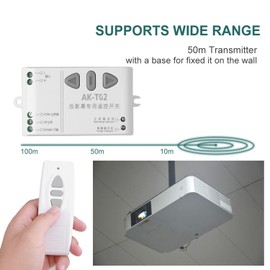 AC 220V 230V 10A Remote Control Switch Motor Synchronous Motor Forward Reverse Up Down Stop Door Window Curtain Wireless 100m Range Winch Crane Up and Down Projector Screen