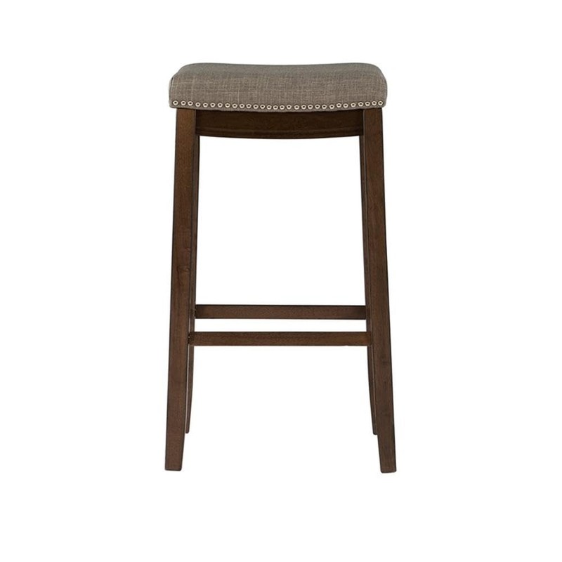 Linon Claridge Bar Stool Gray Woven Padded Seat Wood Frame