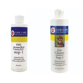 Dog and Cat Healthy Ear Care Cleaner R-7 Helps Remove Hair, Odors and Wax Choose Step 1, 2 or Set (Personal Set of Both Powder and Cleaner)