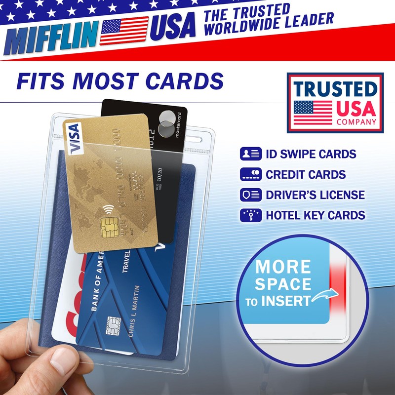 Mifflin Passport & Card Holders (Clear, 102x152 mm, 50 Pack),