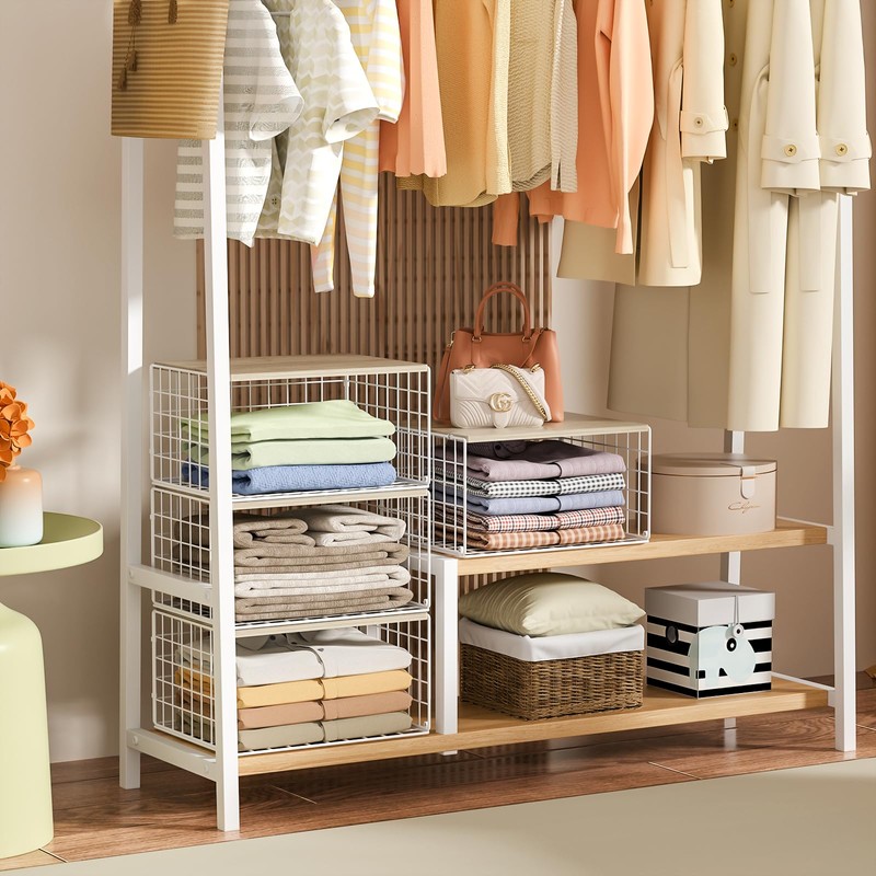Extra-Long, Low-Profile Closet Organizers and Storage with Wood Top, 3