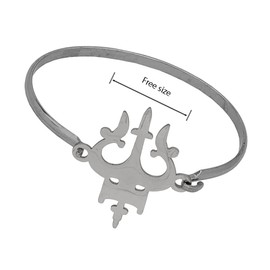 M Men Style Religious Lord Shiv Mahakal Trishul Damaru Cuff Kada Silver Stainless Steel Bracelet For Men And Women SKa2022202