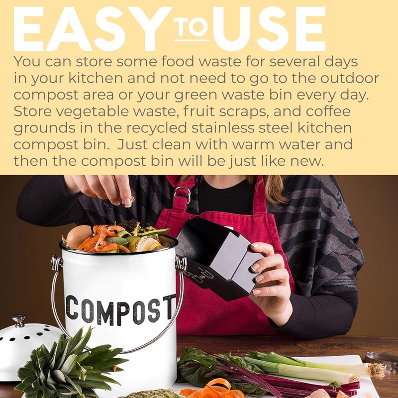 EPICA Countertop Compost Bin Kitchen | 1.3 Gallon | Odorless