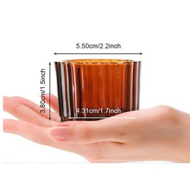 Clear Tealight Candle Holder Set of 2,Glass Votive Candle Holders, Decorative Round Ribbed Candle Holders for Home Decor (Brown)