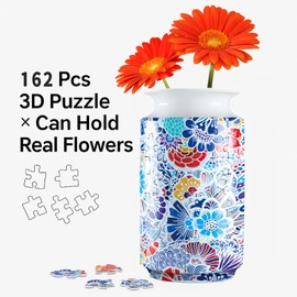 3D Puzzle Vase Unique Flower Vase for Adults Made by 162 Curved Plastic Puzzle Pieces, Vases for Flower Home Creative Gift for Parents & Housewarming