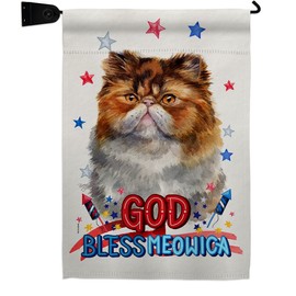 Breeze Decor Patriotic Persian Garden Flag Set Mailbox Hanger Cat Kitten Meow Spoiled Paw Fur Pet Nature Farm Animal Creature House Banner Small Yard Gift Double-Sided, Made in USA